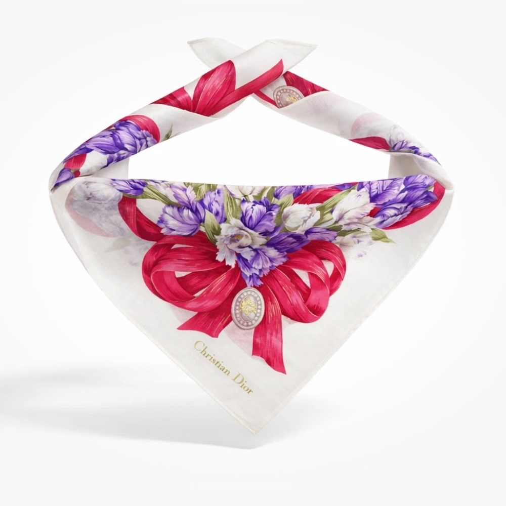 Dior Cream Floral Bouquet Scarf